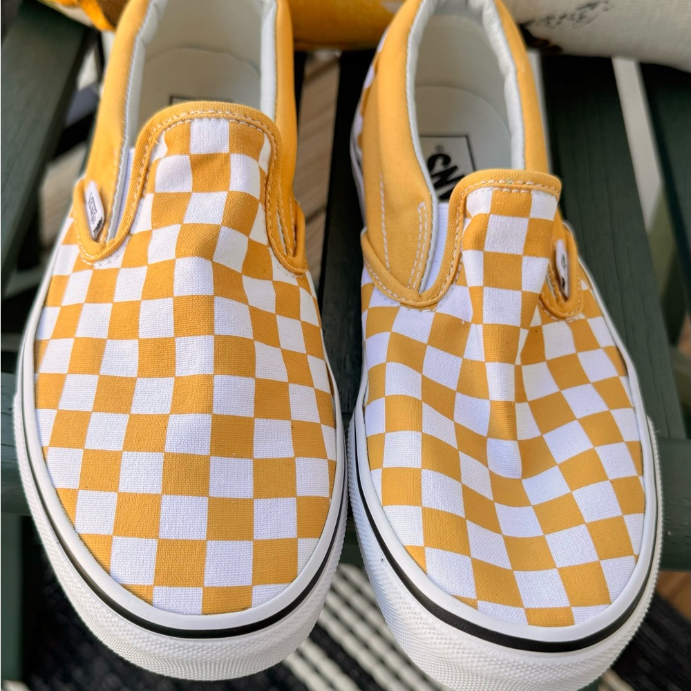 Women/Men Classic Slip-On Checkerboard Shoe Golden Yellow